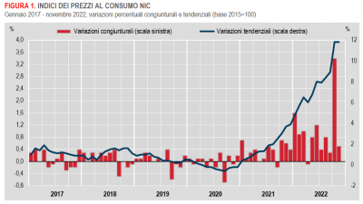 Istat: Inflazione - in Italia +11,8% nel mese di novembre 2022 (definitivo)
