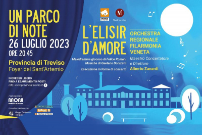 “L’Elisir d’Amore” nel Foyer della Provincia di Treviso: il 26 luglio la nuova edizione di “Un Parco di Note” con l’Orchestra Filarmonia Veneta
